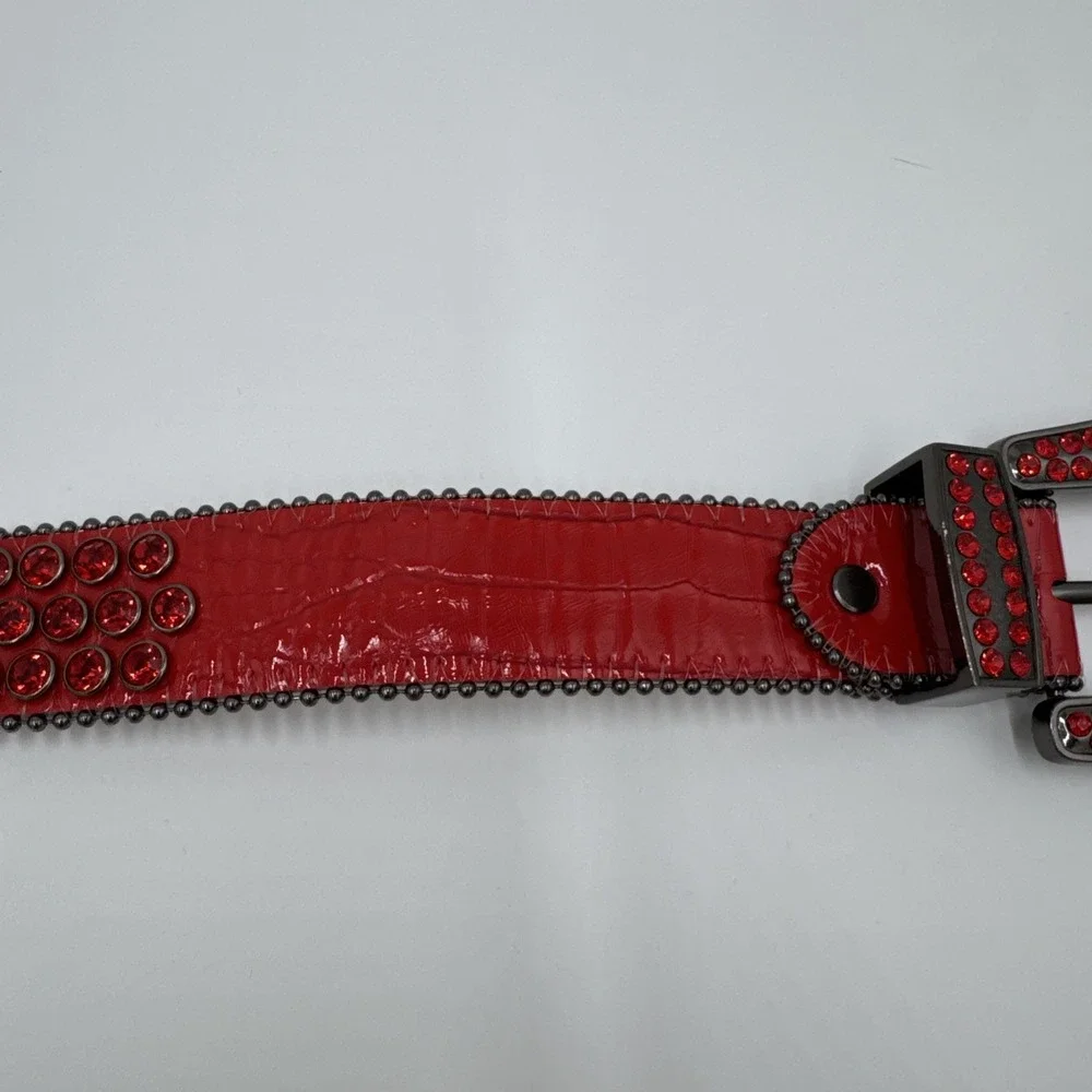 DNA Belt - Alligator Skin Black with Red Stone Great Condition